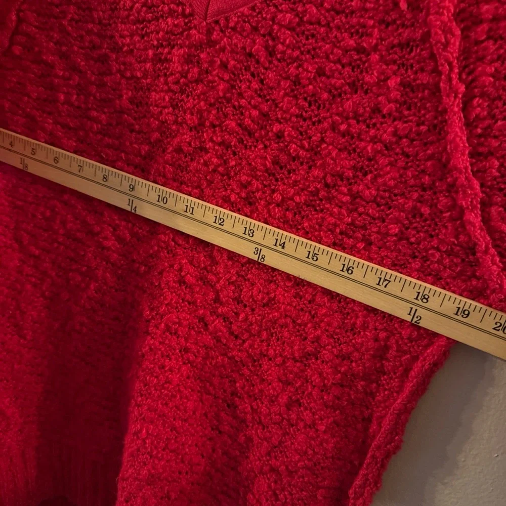 Free People Womens Pullover Sweater Red Long Sleeve V Neck Inside Out S/p Dc - Picture 8 of 12